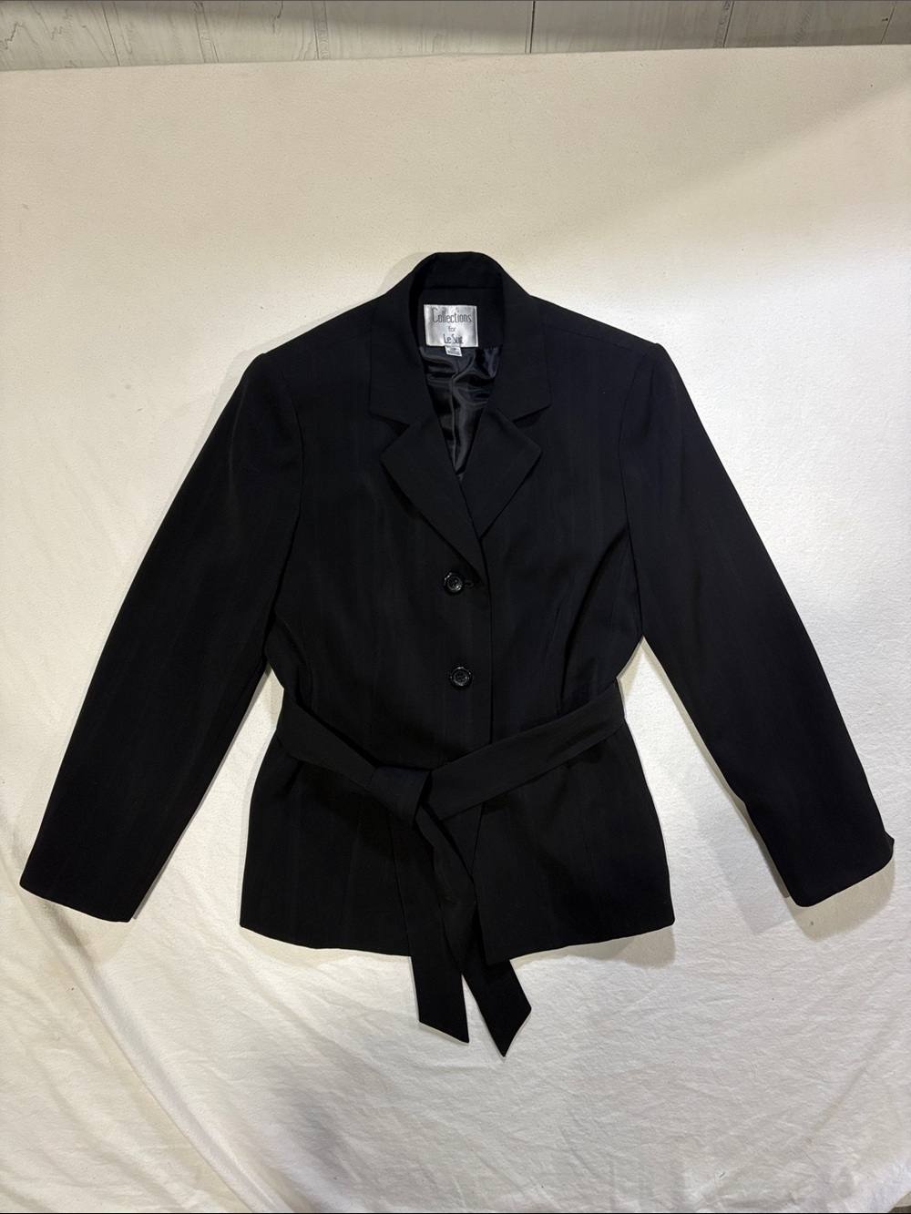 Collections for Le Suit Vintage Black Belted Peplum Button-Up Blazer - Size 10P